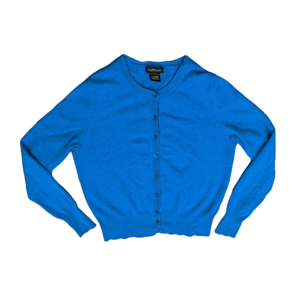Lord and Taylor Cerulean Blue Cashmere Cardigan Size S/M